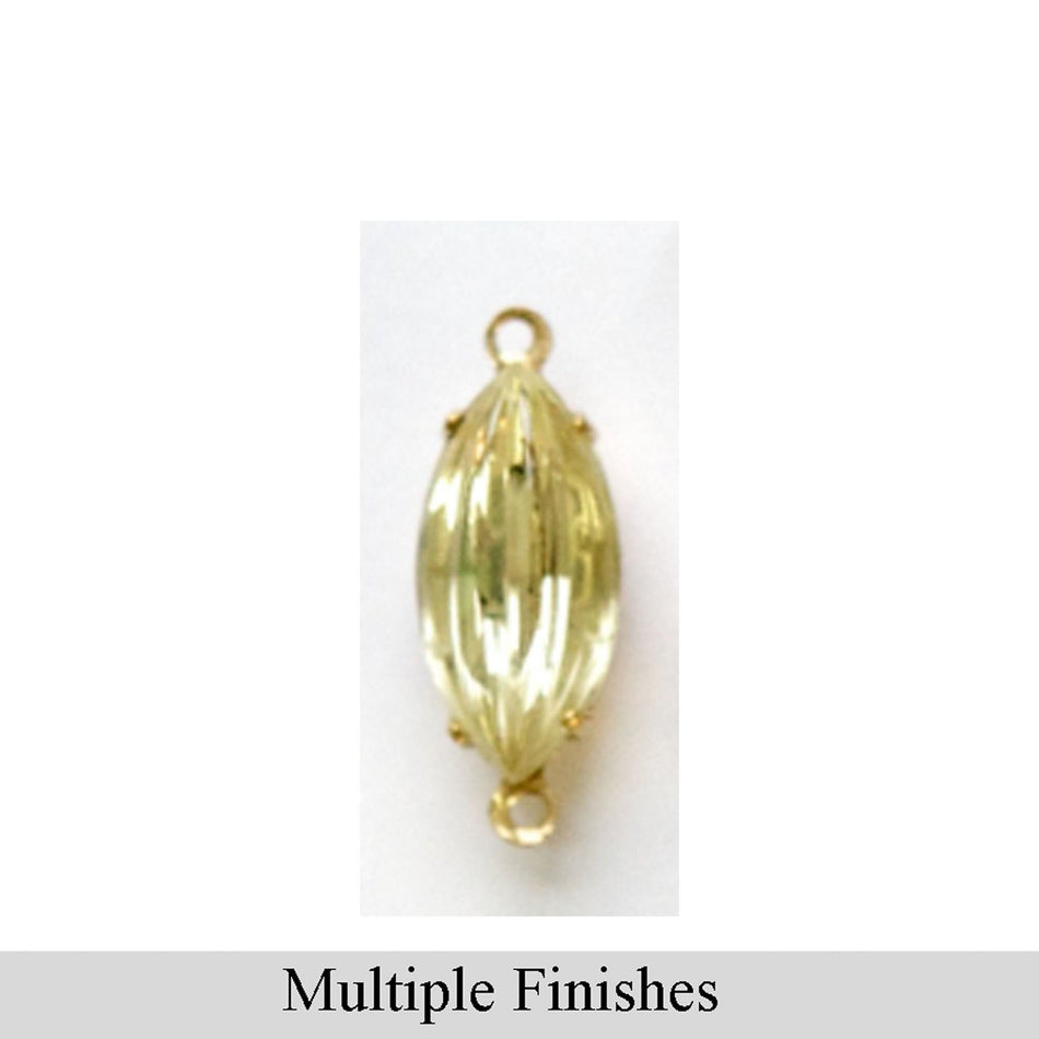 15x7mm Jonquil Ribbed Glass Navette Stone in 2 Loop Setting