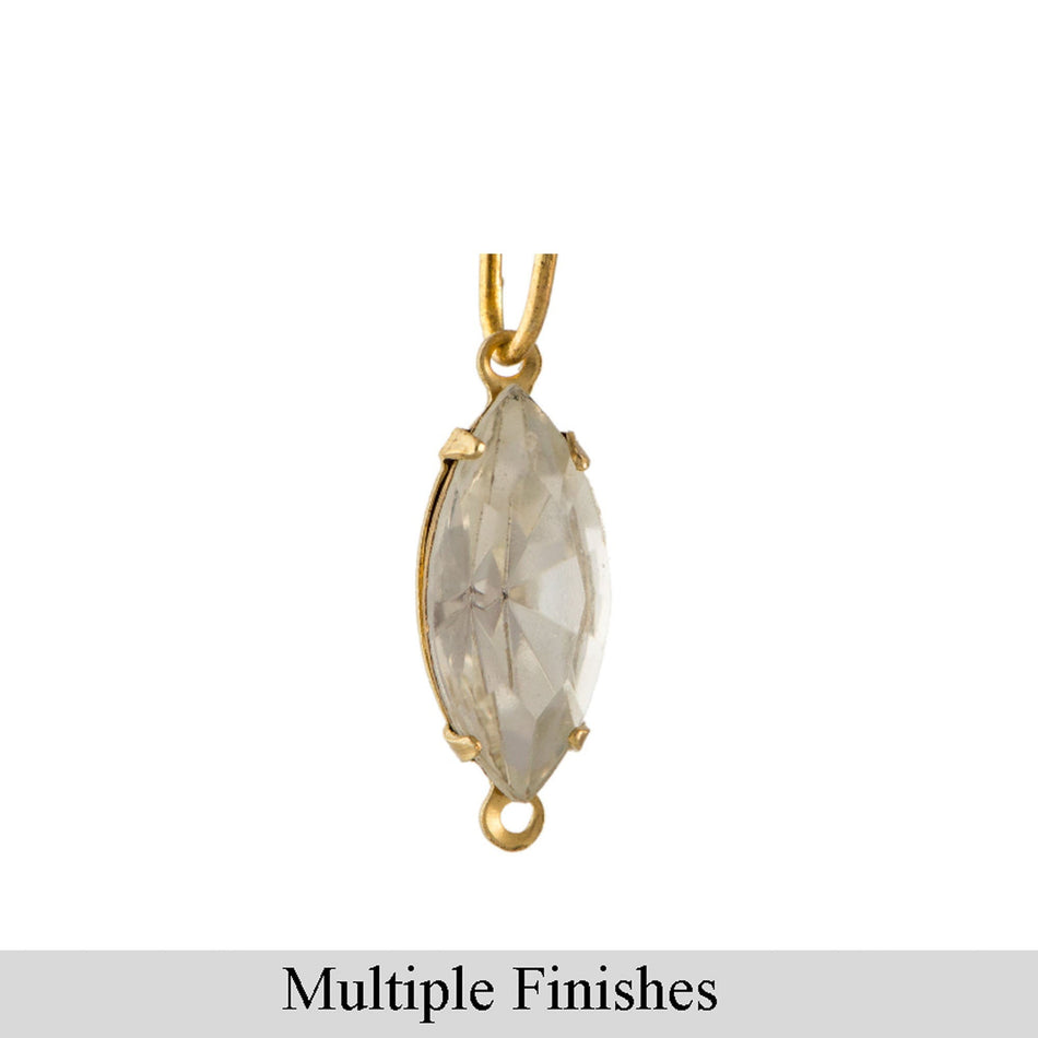 15x7mm Clear Faceted Glass Navette Stone in 2 Loop Setting