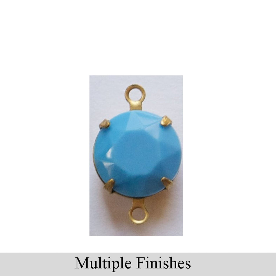 48ss Turquoise Blue Faceted Glass Round Stone in 2 Loop Setting