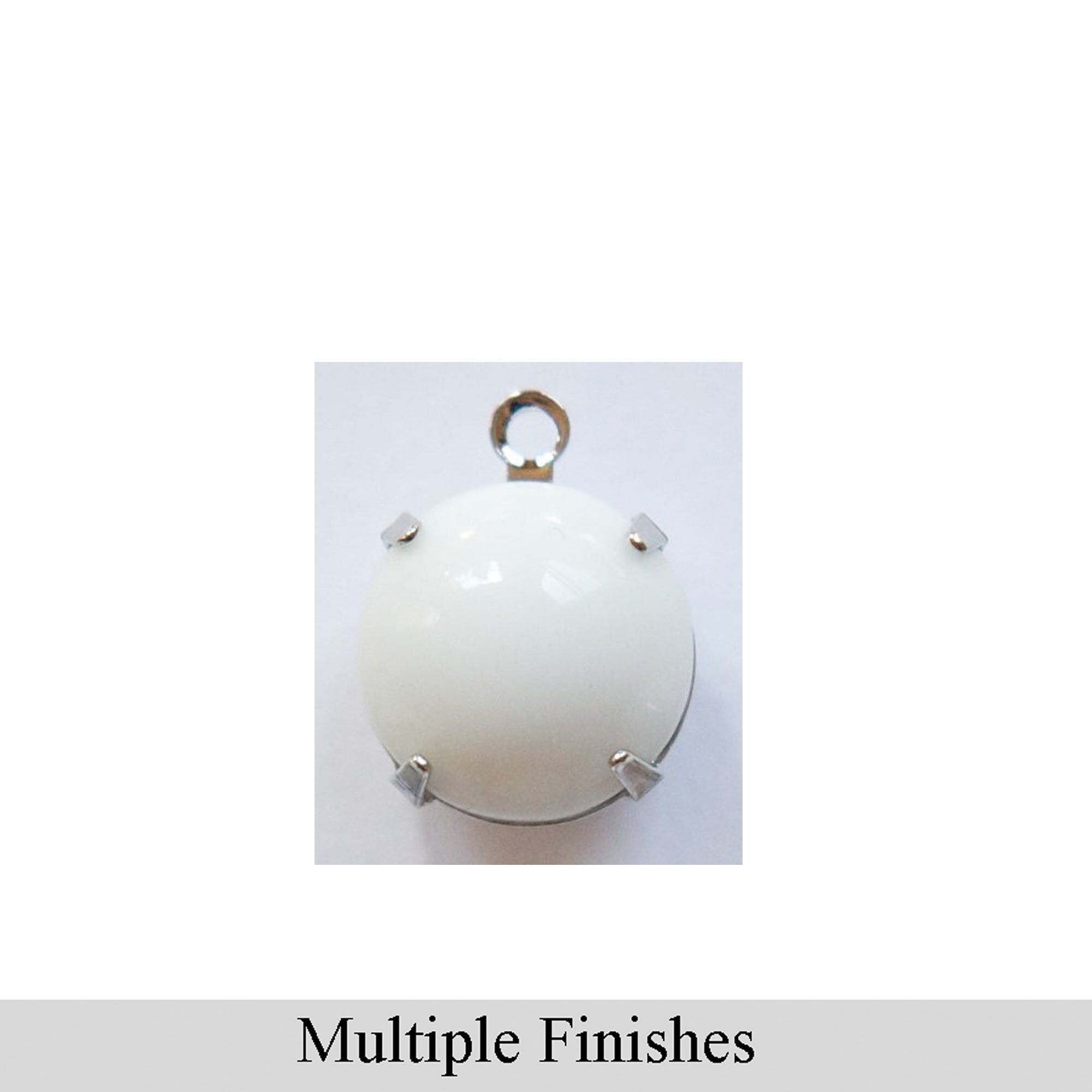 48ss White Glass Round Stone in 1 Loop Setting