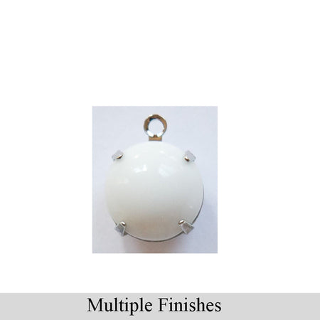 48ss White Glass Round Stone in 1 Loop Setting