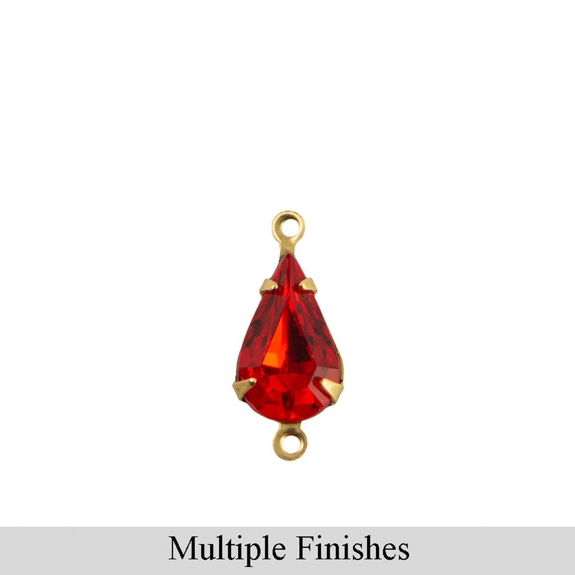 13x8mm Hyacinth Orange Faceted Glass Teardrop Stone in 2 Loop Setting