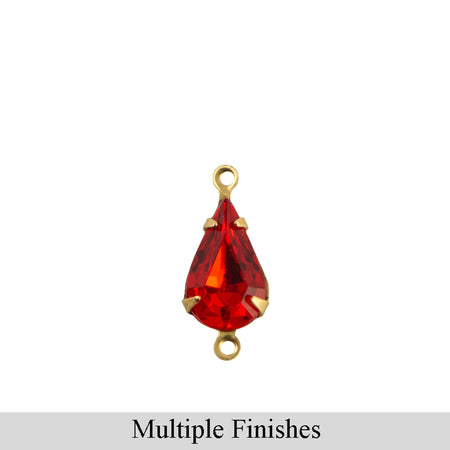 13x8mm Hyacinth Orange Faceted Glass Teardrop Stone in 2 Loop Setting