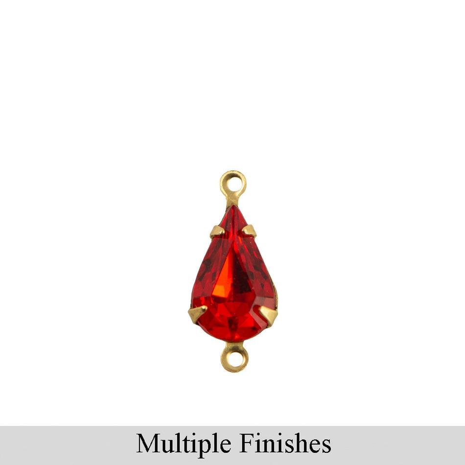 13x8mm Hyacinth Orange Faceted Glass Teardrop Stone in 2 Loop Setting