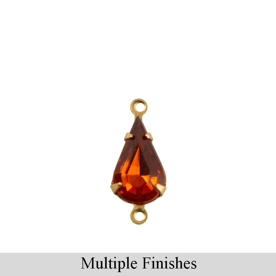 13x8mm Madeira Topaz Faceted Glass Teardrop Stone in 2 Loop Setting