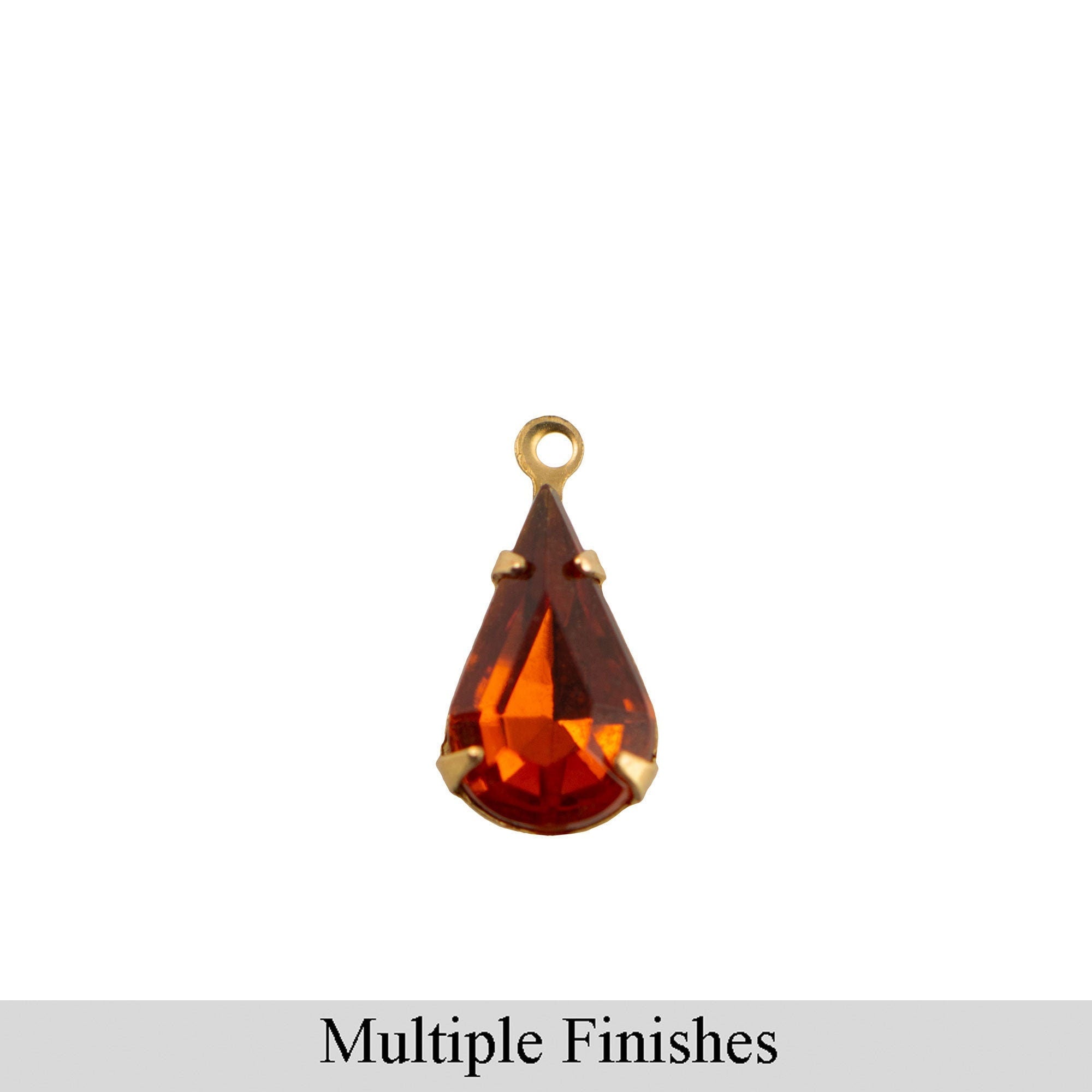 13x8mm Madeira Topaz Faceted Glass Teardrop Stone in 1 Loop Setting
