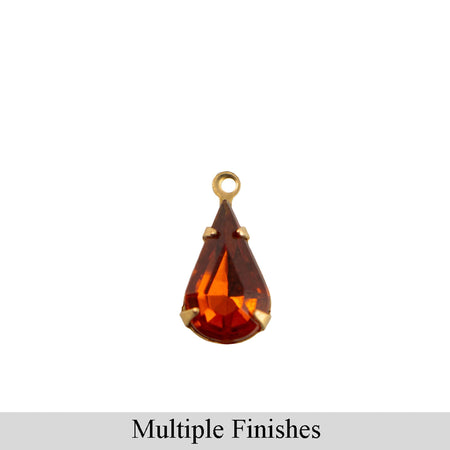 13x8mm Madeira Topaz Faceted Glass Teardrop Stone in 1 Loop Setting