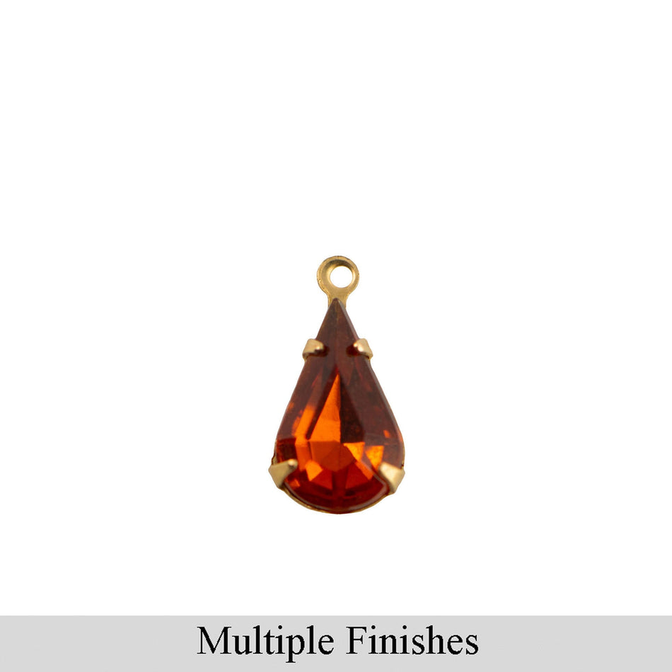 13x8mm Madeira Topaz Faceted Glass Teardrop Stone in 1 Loop Setting