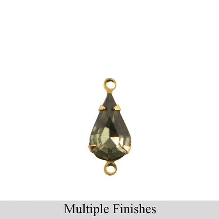 13x8mm Black Diamond Faceted Glass Teardrop Stone in 2 Loop Setting