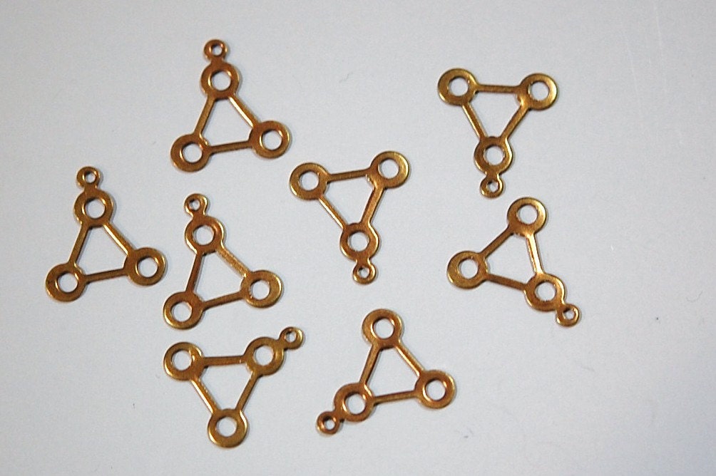 Raw Brass Open Triangle Charm Drop with Loop (8) mtl130