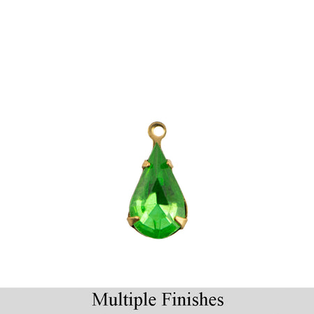 13x8mm Peridot Faceted Glass Teardrop Stone in 1 Loop Setting