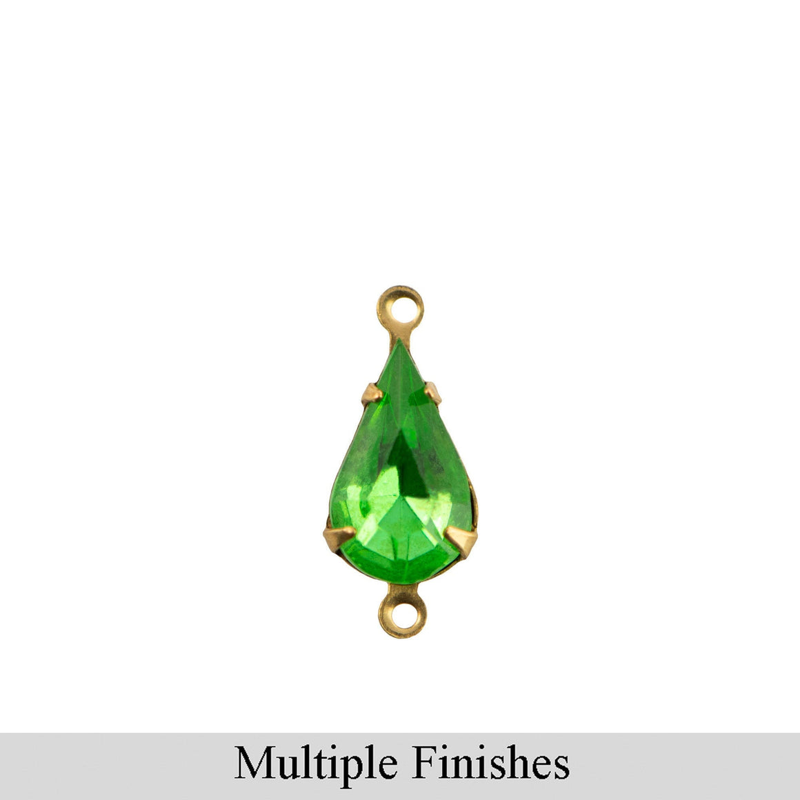 13x8mm Peridot Faceted Glass Teardrop Stone in 2 Loop Setting