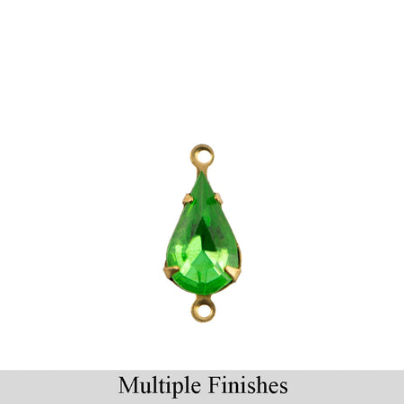 13x8mm Peridot Faceted Glass Teardrop Stone in 2 Loop Setting