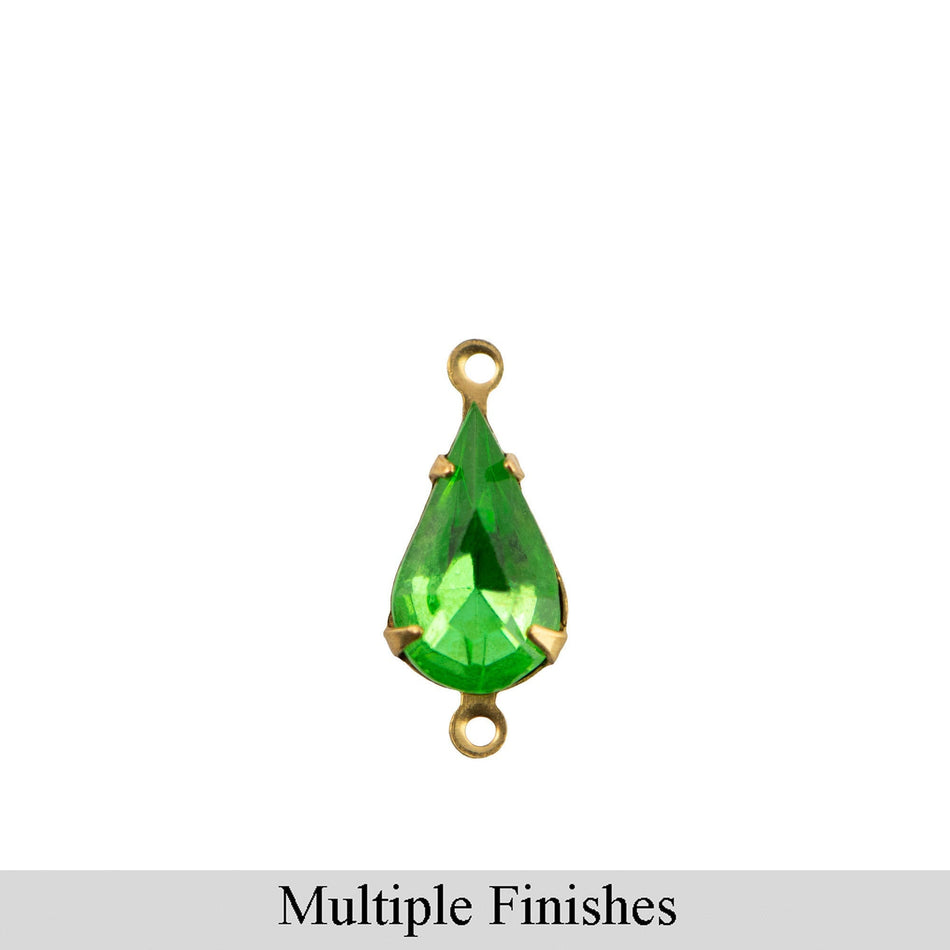 13x8mm Peridot Faceted Glass Teardrop Stone in 2 Loop Setting