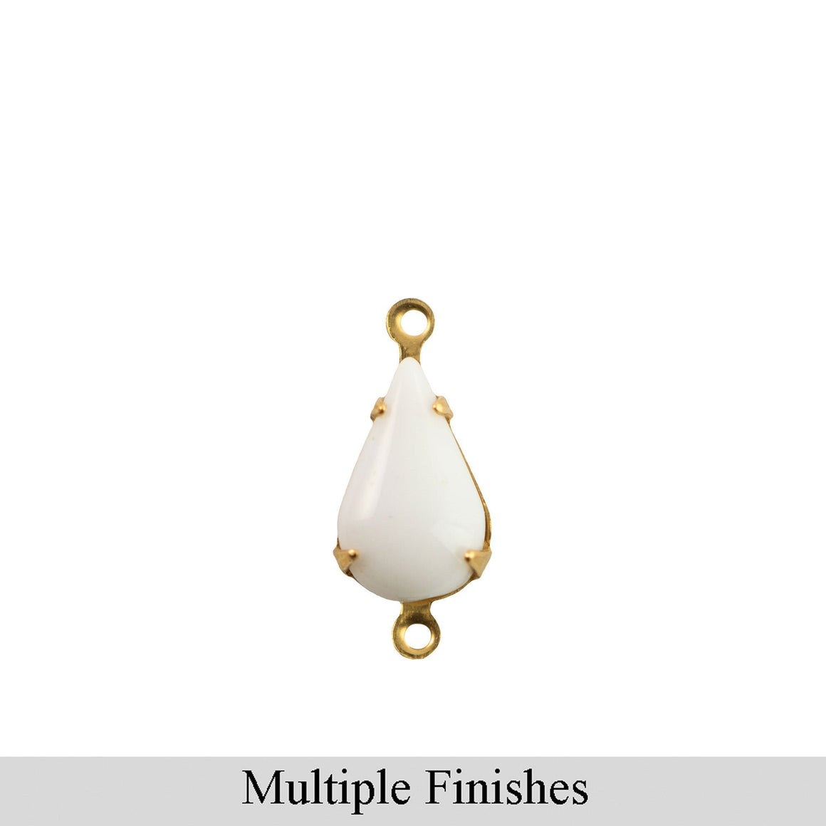 13x8mm White Glass Teardrop Stone in 2 Loop Setting