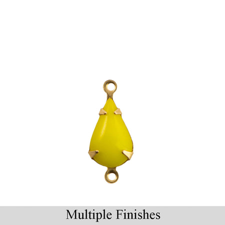 13x8mm Yellow Glass Teardrop Stone in 2 Loop Setting