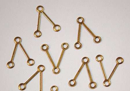 3 Loop Raw Brass Long V Shaped Connector Link (8) mtl125A