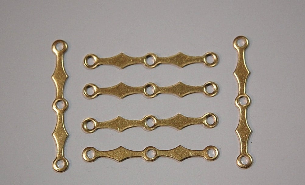 3 Hole Raw Brass Scalloped Connector Link (6) mtl131
