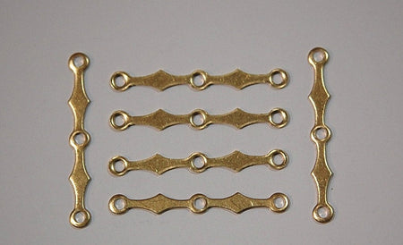 3 Hole Raw Brass Scalloped Connector Link (6) mtl131