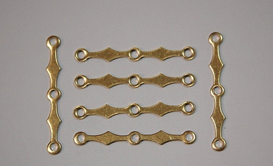 3 Hole Raw Brass Scalloped Connector Link (6) mtl131