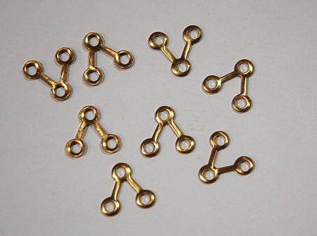 3 Loop Raw Brass Short V Shaped Connector Link (8) mtl125