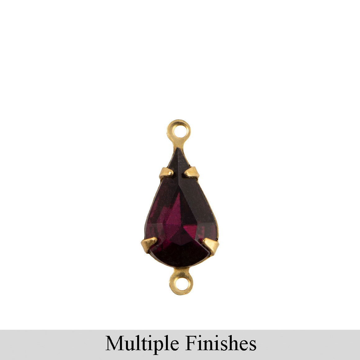 13x8mm Amethyst Faceted Glass Teardrop Stone in 2 Loop Setting