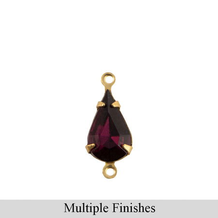 13x8mm Amethyst Faceted Glass Teardrop Stone in 2 Loop Setting