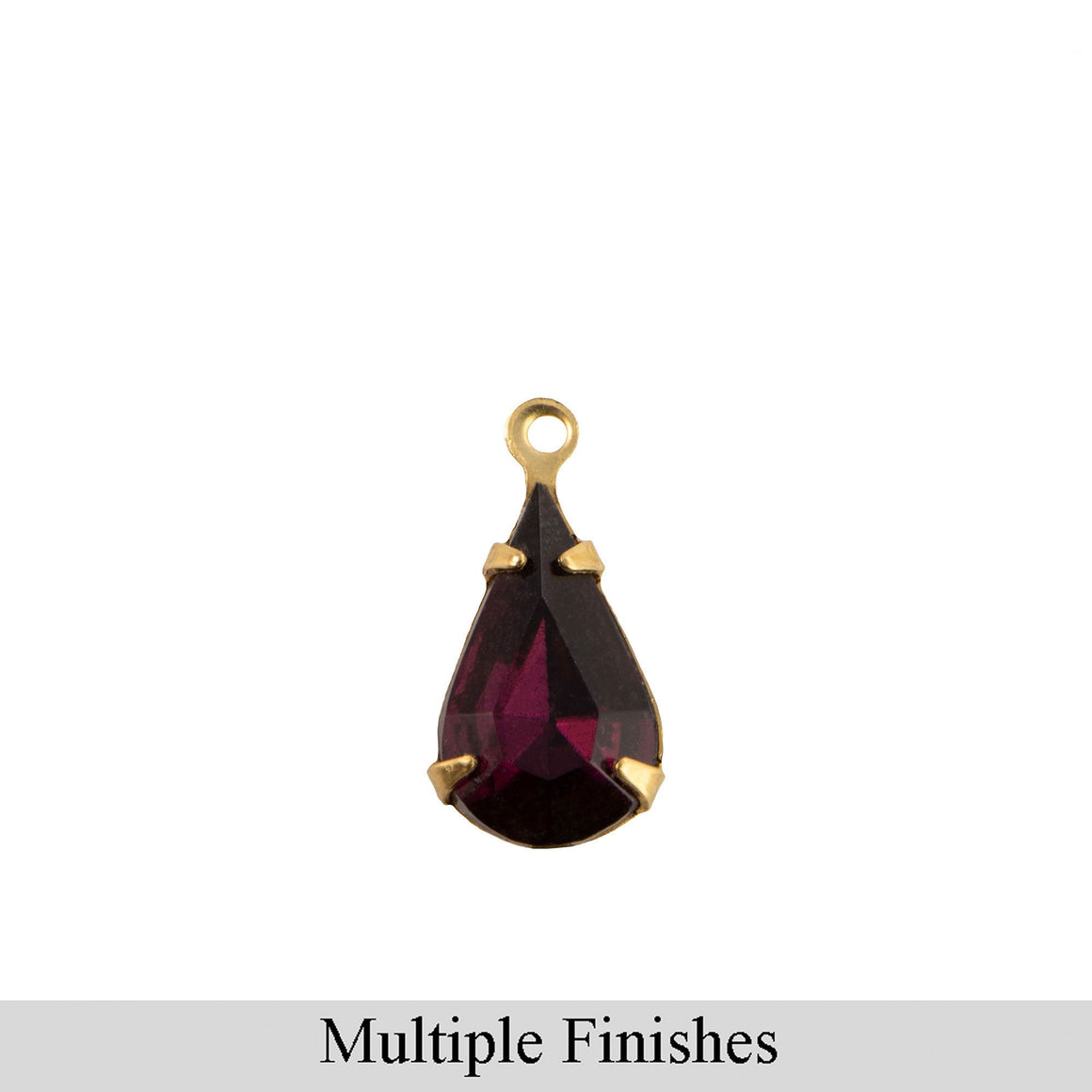 13x8mm Amethyst Faceted Glass Teardrop Stone in 1 Loop Setting