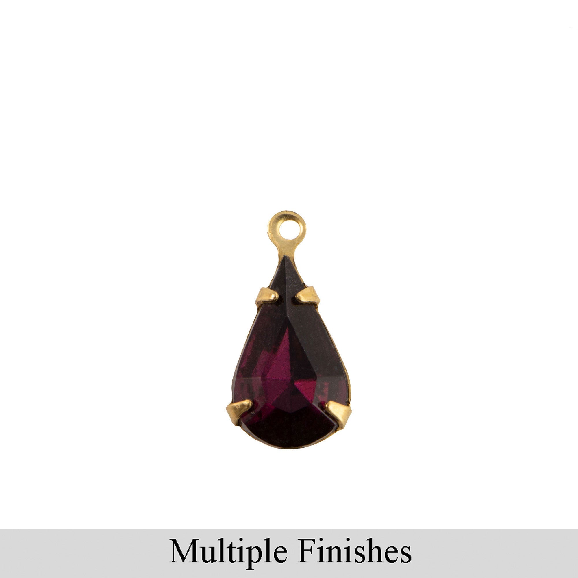 13x8mm Amethyst Faceted Glass Teardrop Stone in 1 Loop Setting