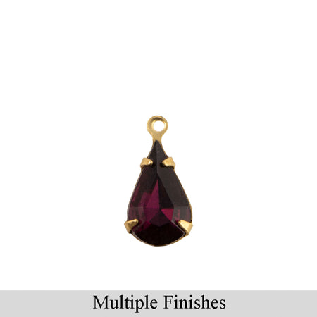 13x8mm Amethyst Faceted Glass Teardrop Stone in 1 Loop Setting