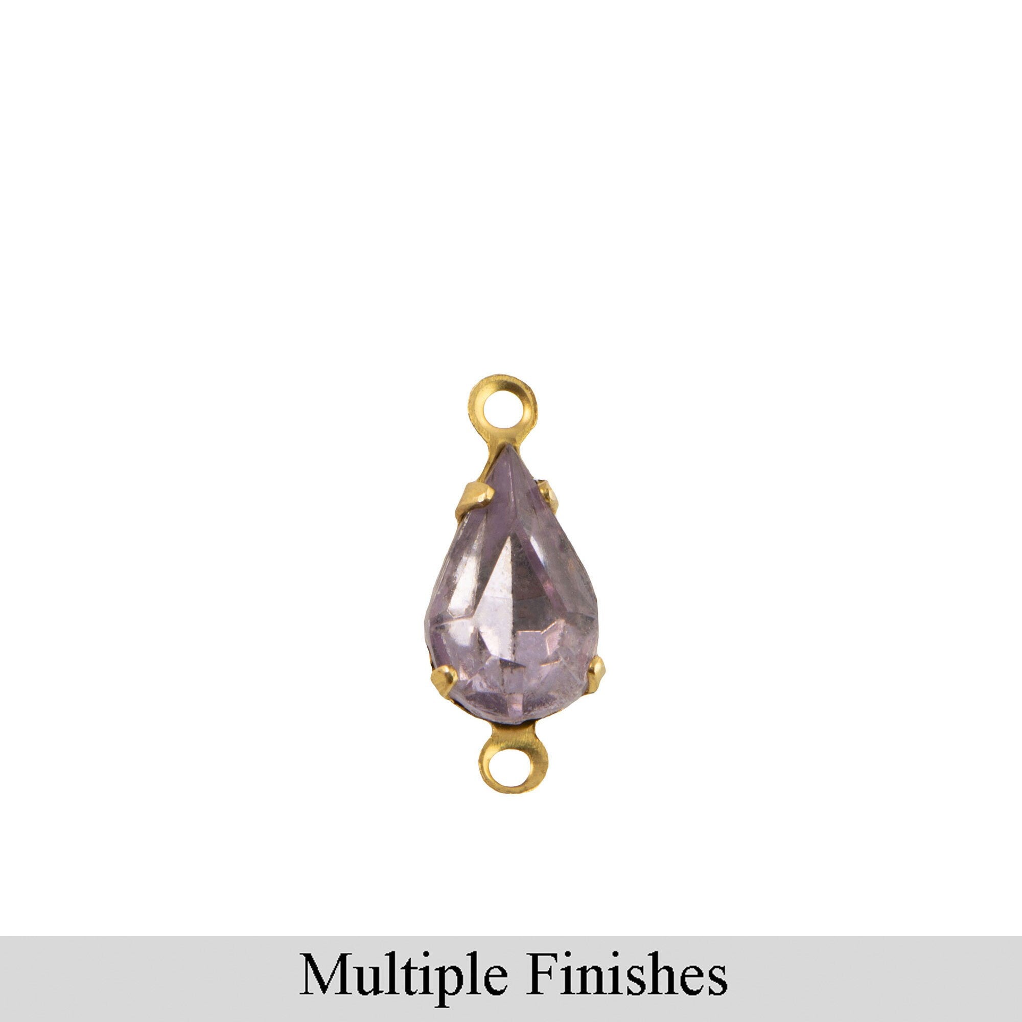 10x6mm Light Amethyst Faceted Glass Teardrop Stone in 2 Loop Setting