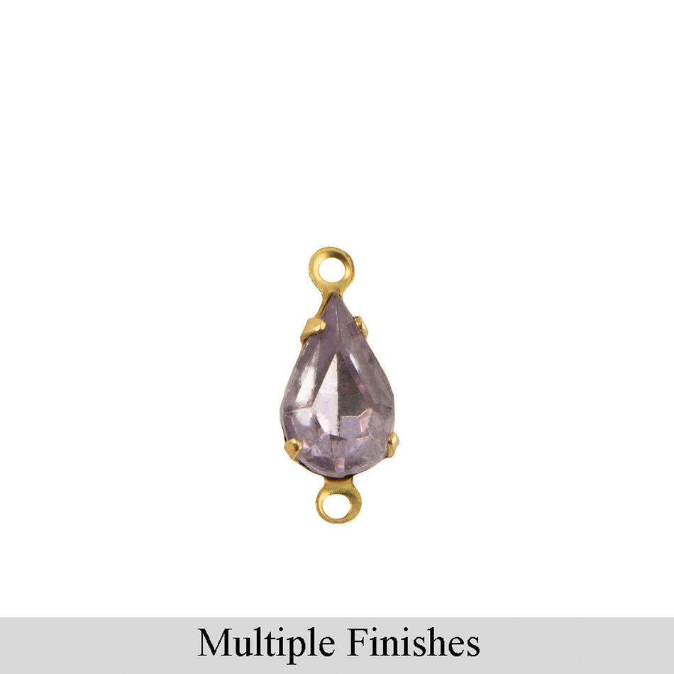 10x6mm Light Amethyst Faceted Glass Teardrop Stone in 2 Loop Setting