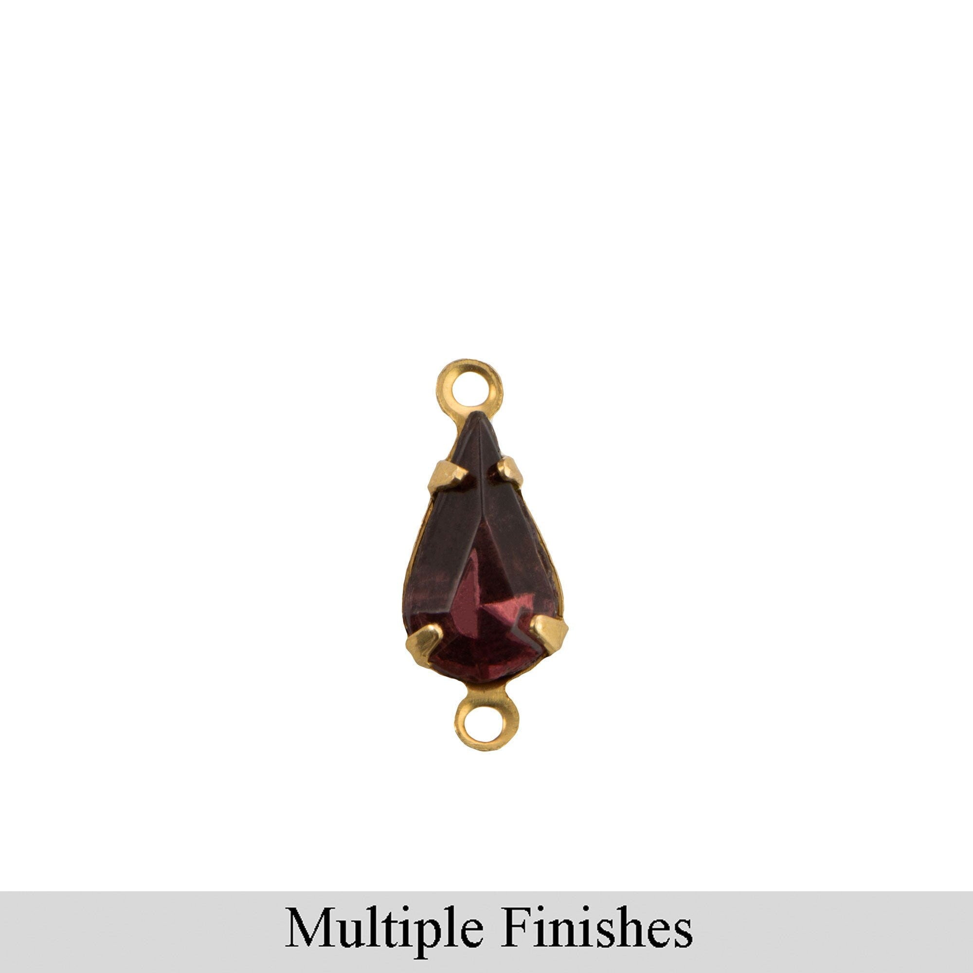 10x6mm Amethyst Faceted Glass Teardrop Stone in 2 Loop Setting