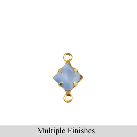 6mm Light Blue Moonglow Glass Square Stone in 2 Loop Setting