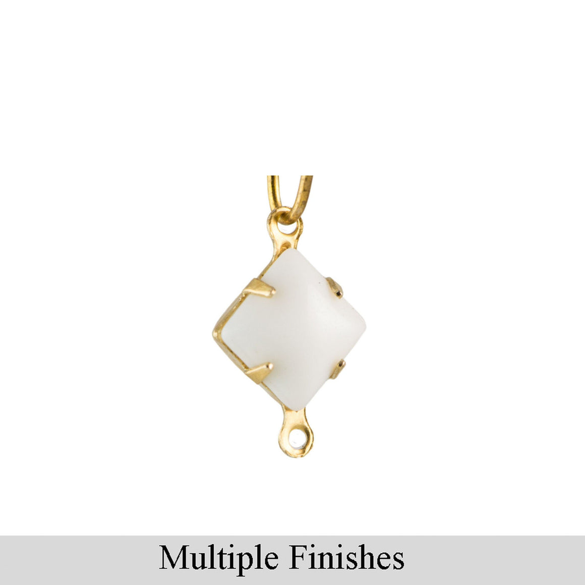 8mm White Glass Square Stone in 2 Loop Setting