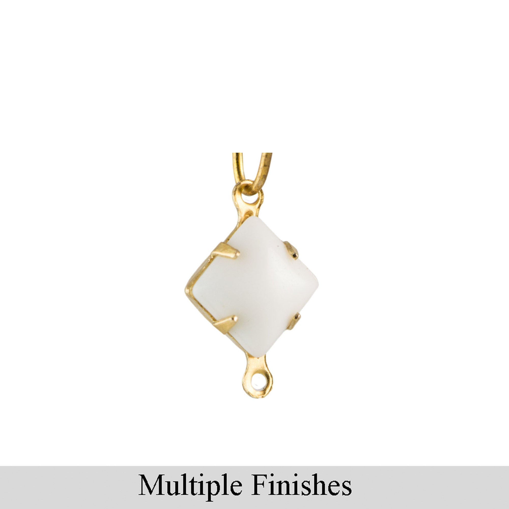 8mm White Glass Square Stone in 2 Loop Setting