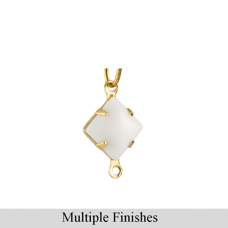 8mm White Glass Square Stone in 2 Loop Setting