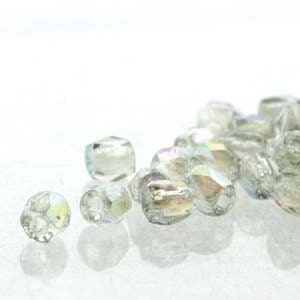 2mm Crystal Blue Rainbow True 2 Czech Faceted Fire Polished Glass Beads (2g)