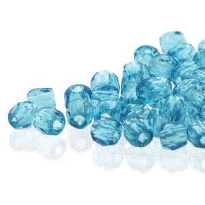 2mm Aqua True 2 Czech Faceted Fire Polished Glass Beads (2g)