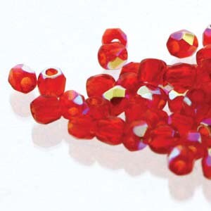 2mm Siam AB True 2 Czech Faceted Fire Polished Glass Beads (2g)