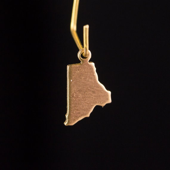 Raw Brass Rhode Island Blank State Charm Drops (6) chr228FF