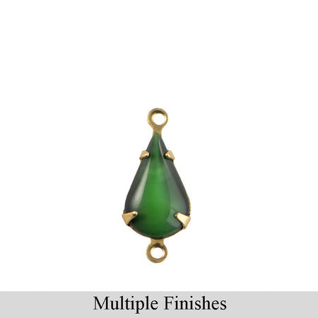 13x8mm Two Tone Green Glass Teardrop Stone in 2 Loop Setting