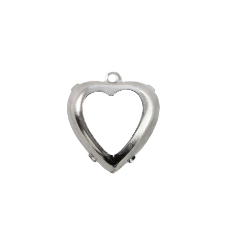 15mm Clear Faceted Glass Heart Stone in 1 Loop Open Back Setting