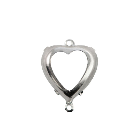15mm Clear Faceted Glass Heart Stone in 2 Loop Open Back Setting