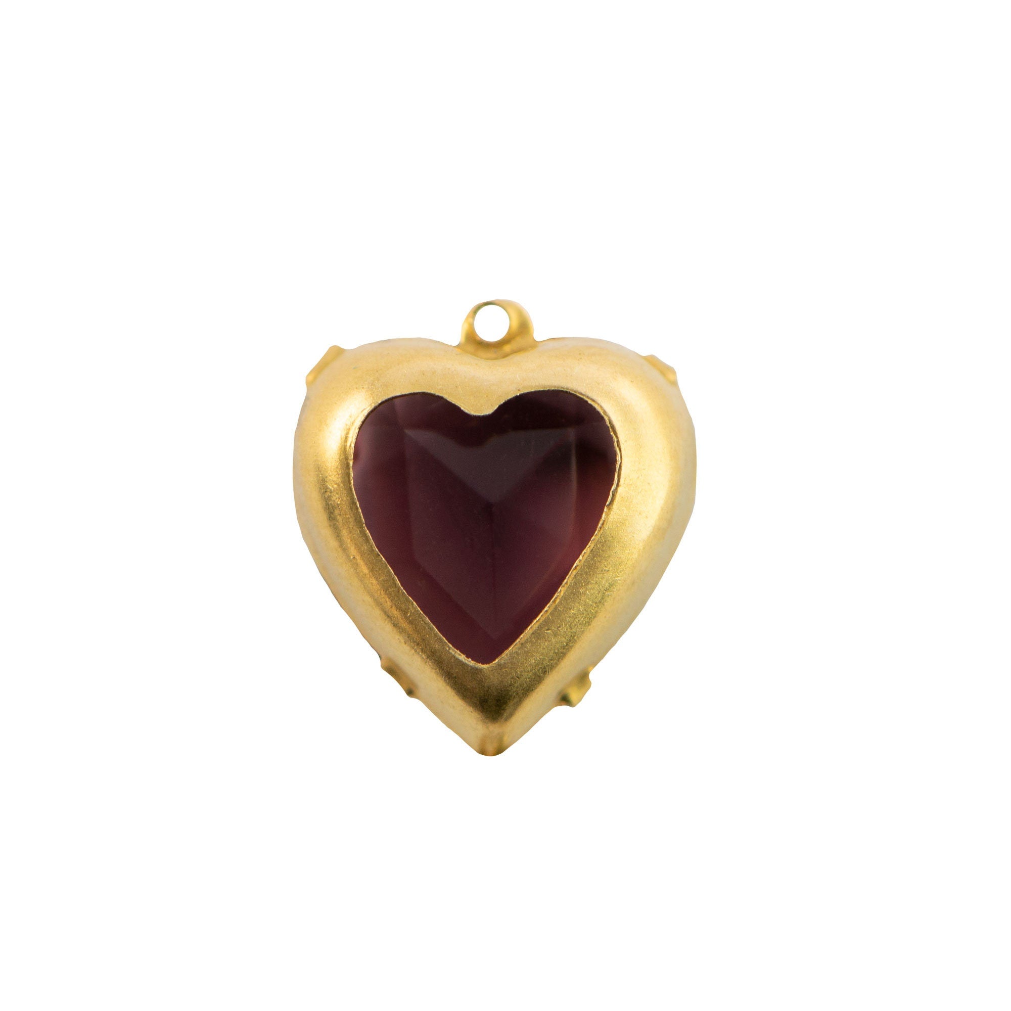 15mm Amethyst Faceted Glass Heart Stone in 1 Loop Open Back Setting