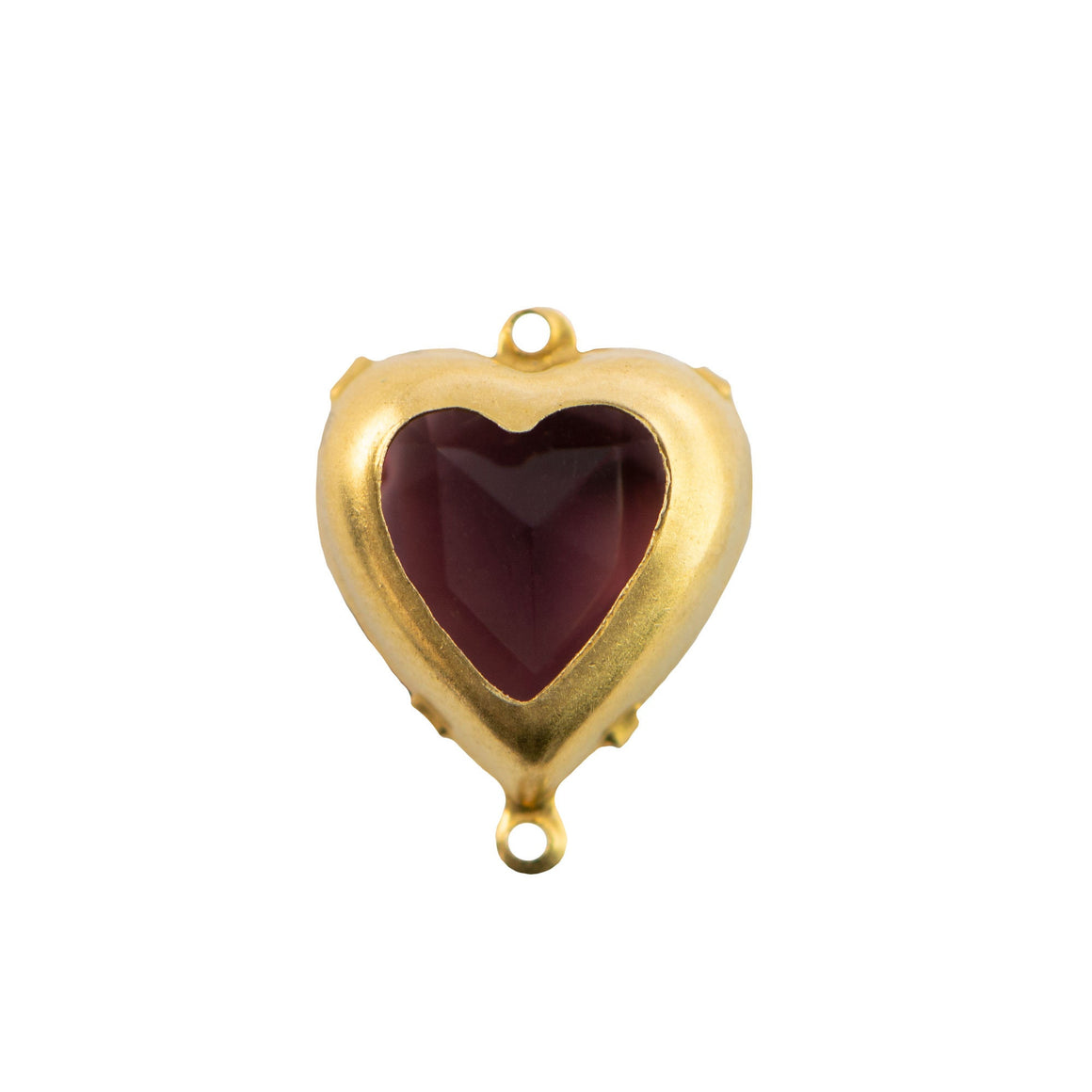 15mm Amethyst Faceted Glass Heart Stone in 2 Loop Open Back Setting
