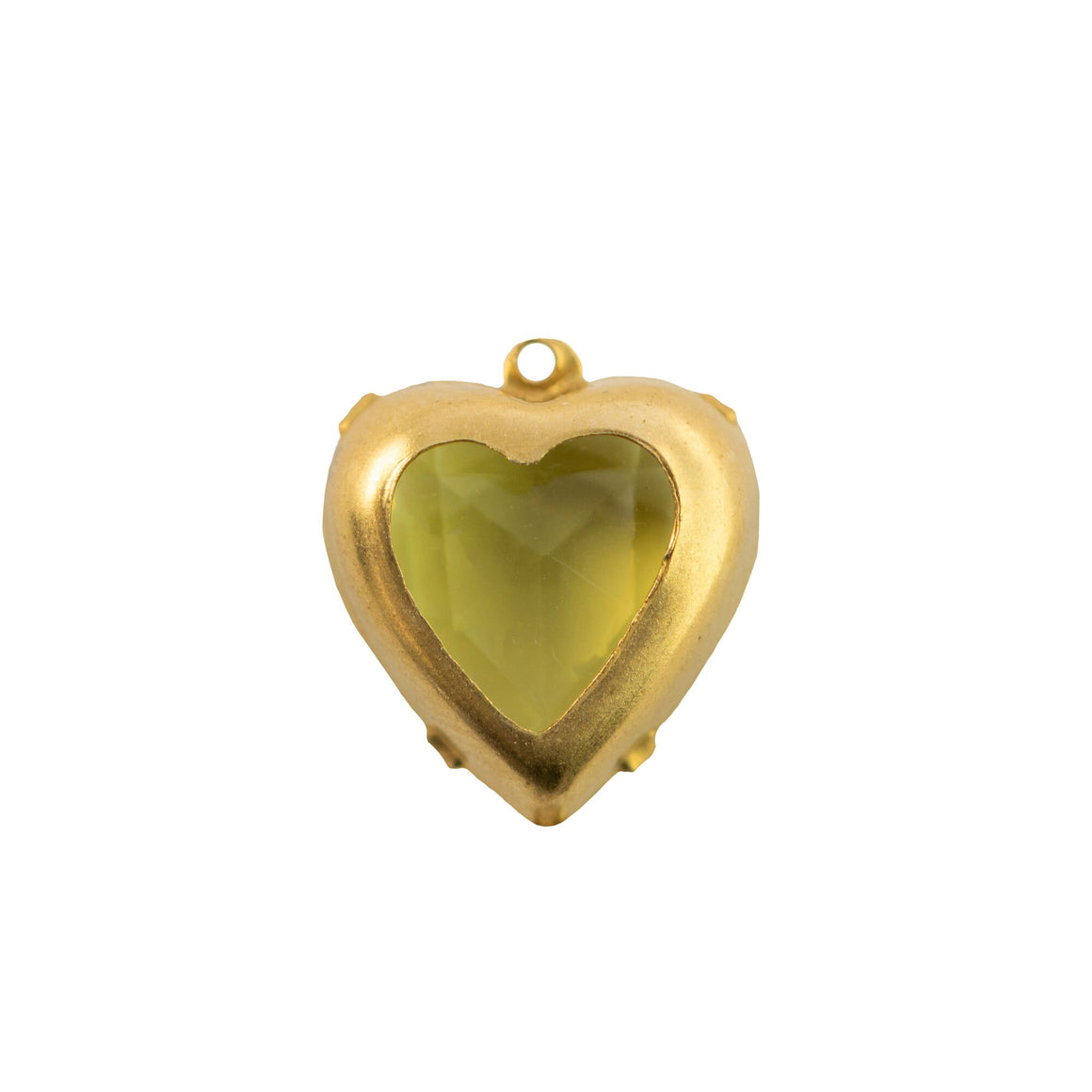 15mm Jonquil Faceted Glass Heart Stone in 1 Loop Open Back Setting