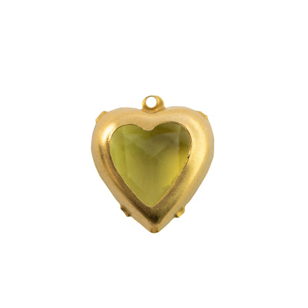15mm Jonquil Faceted Glass Heart Stone in 1 Loop Open Back Setting