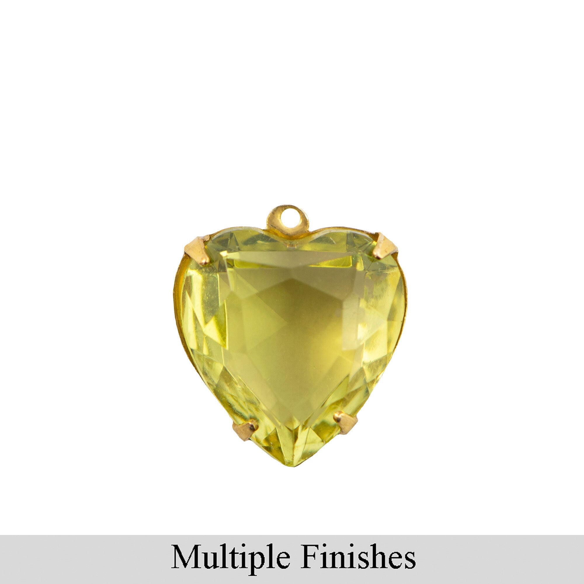 15mm Jonquil Faceted Glass Heart Stone in 1 Loop Open Back Setting