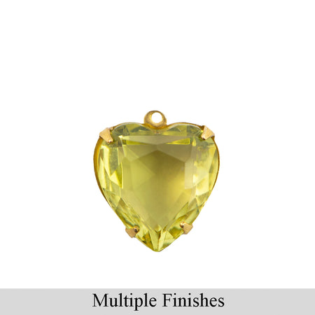15mm Jonquil Faceted Glass Heart Stone in 1 Loop Open Back Setting